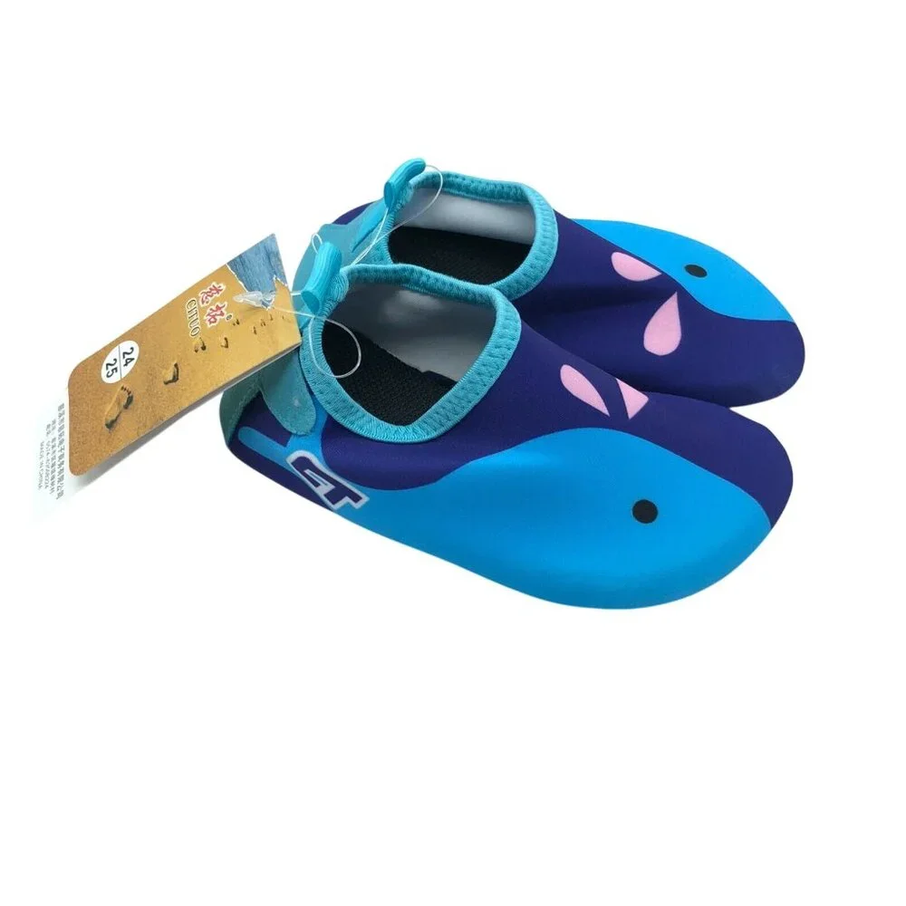 Cituo Baby Boys Girls Water Shoes Slip On Fabric Whale Blue 24/25 US 6/7